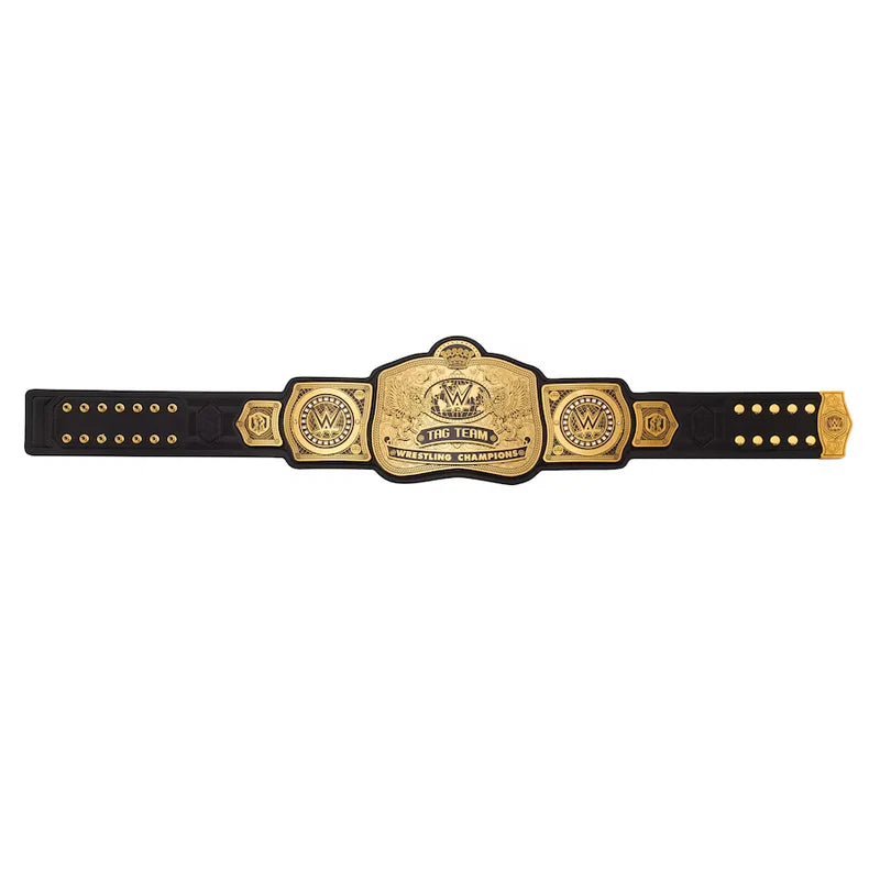 Black and gold championship belt with WWE logo on a white background