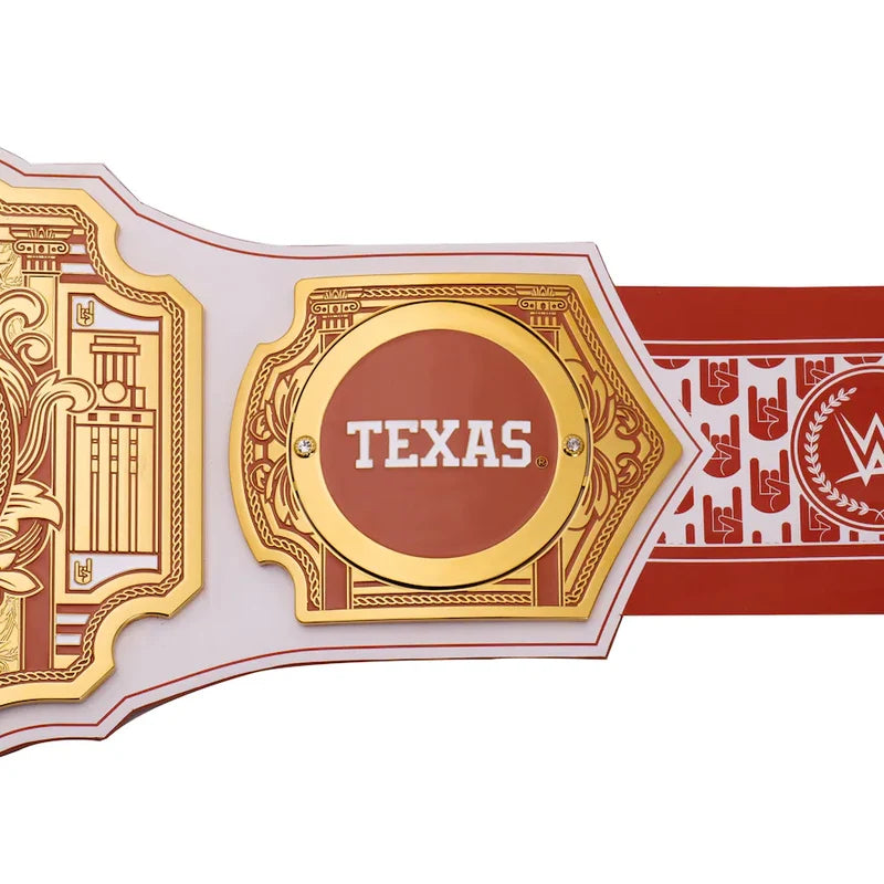 Decorative belt with 'Texas' text and WWE logo on a white background