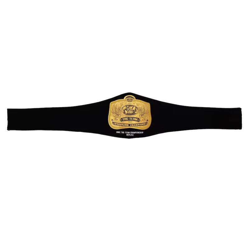 Black championship belt with gold buckle on a white background