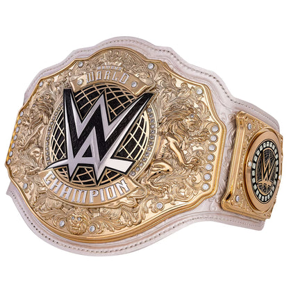 WWE championship belt with gold and silver design on a white background